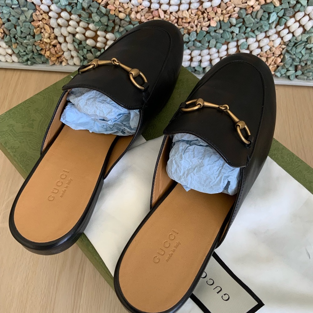 Gucci Black Leather Horsebit Backless Loafers - Picture 3 of 8